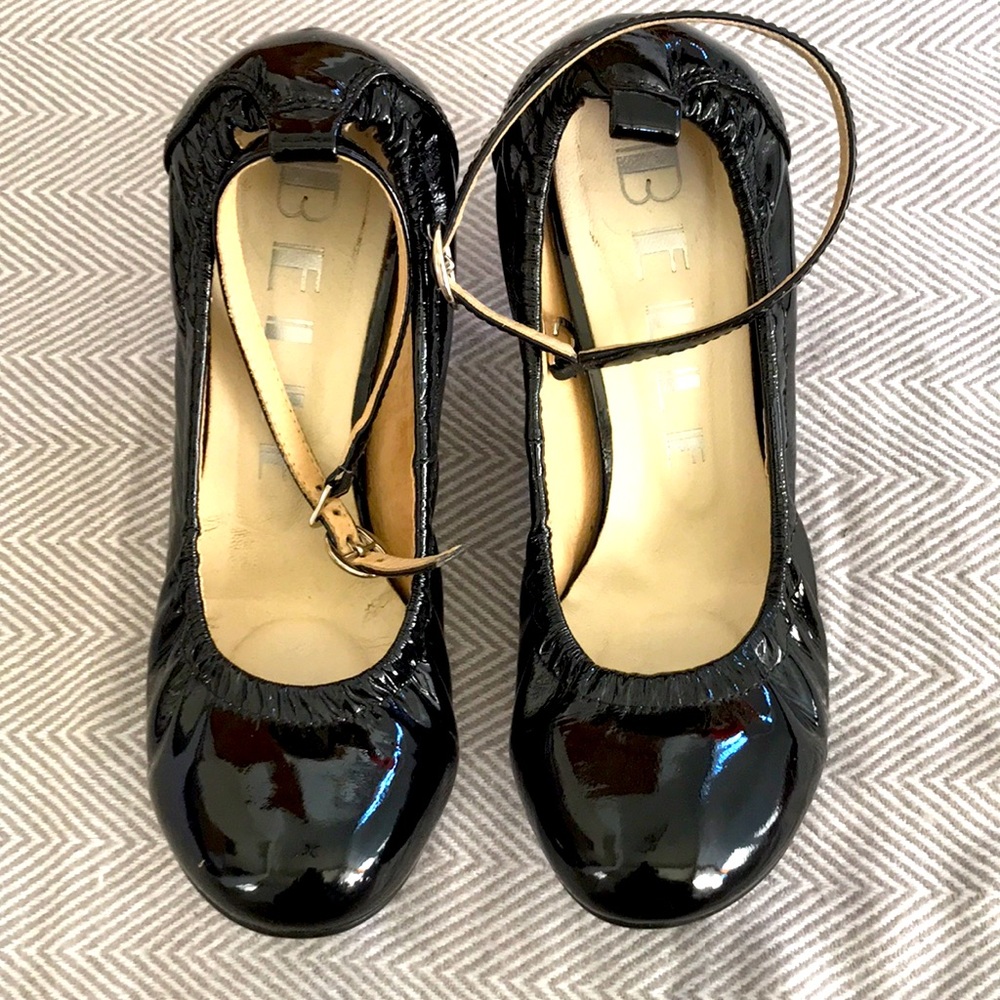 Black leather heels